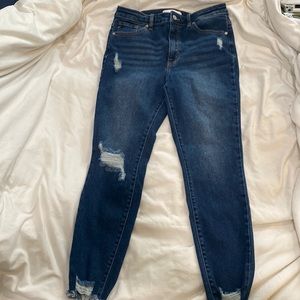 KanCan High-Waisted Ripped Ankle Jeans